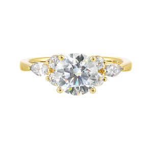 14K YG 3/8 ct. tw. Diamond Nature Inspired Engagement Ring. Semi Mount for 1 1/2 ct. tw. Round Center.