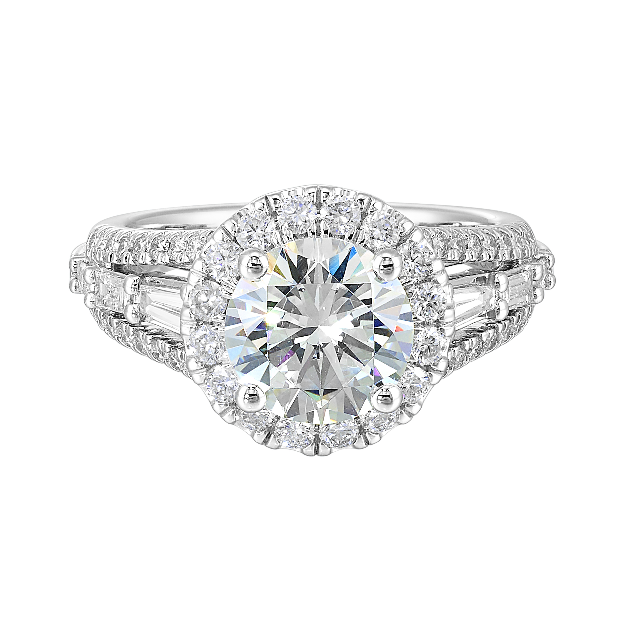 14K WG 1 ct. tw. Diamond Halo Engagement Ring. Semi Mount for 2 ct. tw. Round Center.