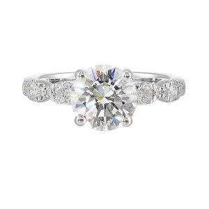 14K WG 1/2 ct. tw. Diamond Accent Engagement Ring. Semi Mount for 2 ct. tw. Round Center.