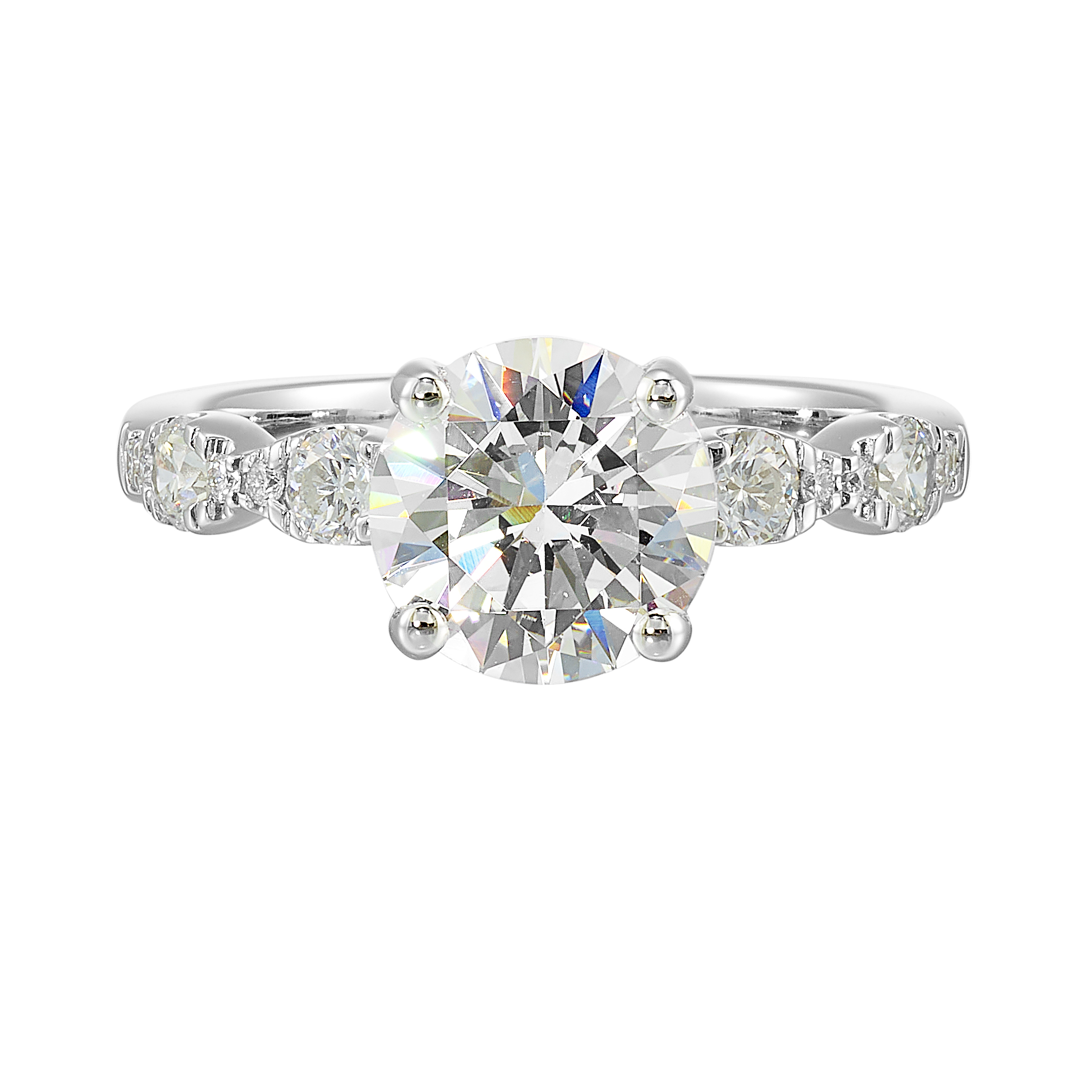 14K WG 1/2 ct. tw. Diamond Accent Engagement Ring. Semi Mount for 2 ct. tw. Round Center.