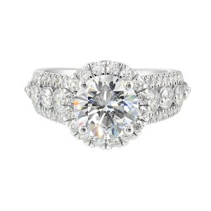 14K WG 1 1/4 ct. tw. Diamond Halo Engagement Ring. Semi Mount for 2 ct. tw. Round Center.