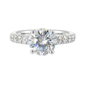 14K WG 1/2 ct. tw. Diamond Accent  Engagement Ring. Semi Mount for 2 ct. tw. Round Center.