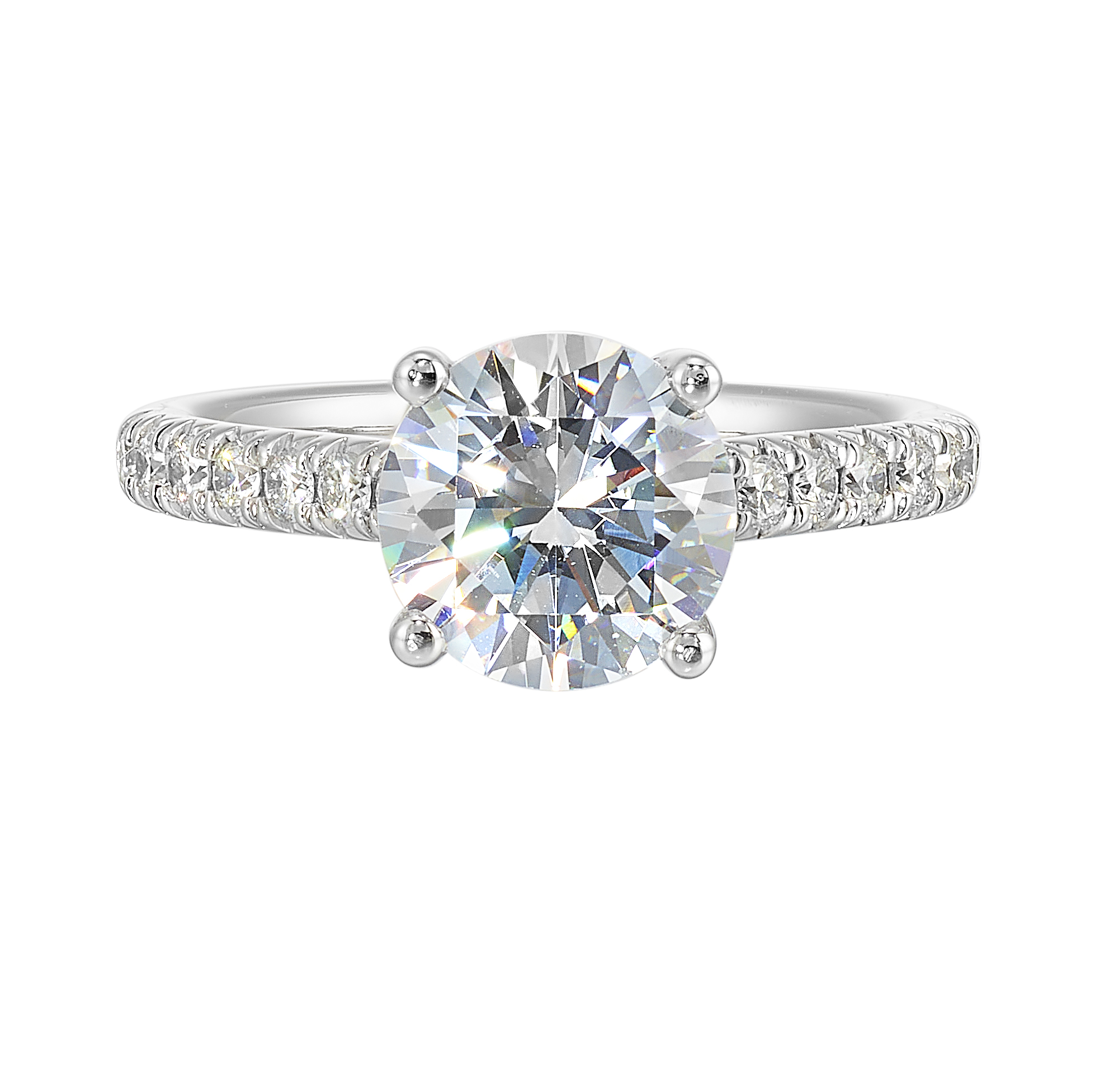 14K WG 1/2 ct. tw. Diamond Accent Engagement Ring. Semi Mount for 2 ct. tw. Round Center.