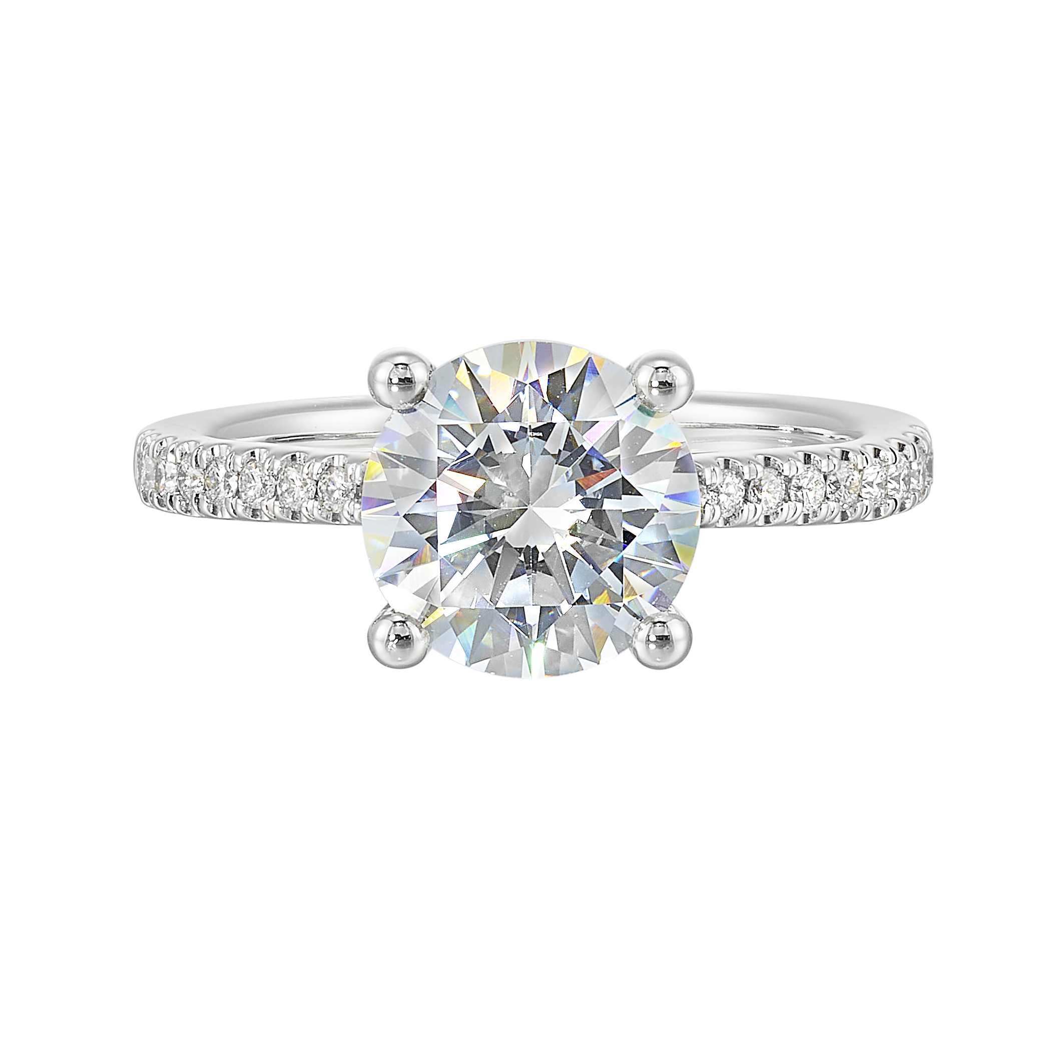 14K WG 1/4 ct. tw. Diamond Hidden Halo Engagement Ring. Semi Mount for 2 ct. tw. Round Center.