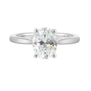 14K WG 1/5 ct. tw. Diamond Hidden Halo Solitaire Engagement Ring. Semi Mount for 2 ct. tw. Oval Center.