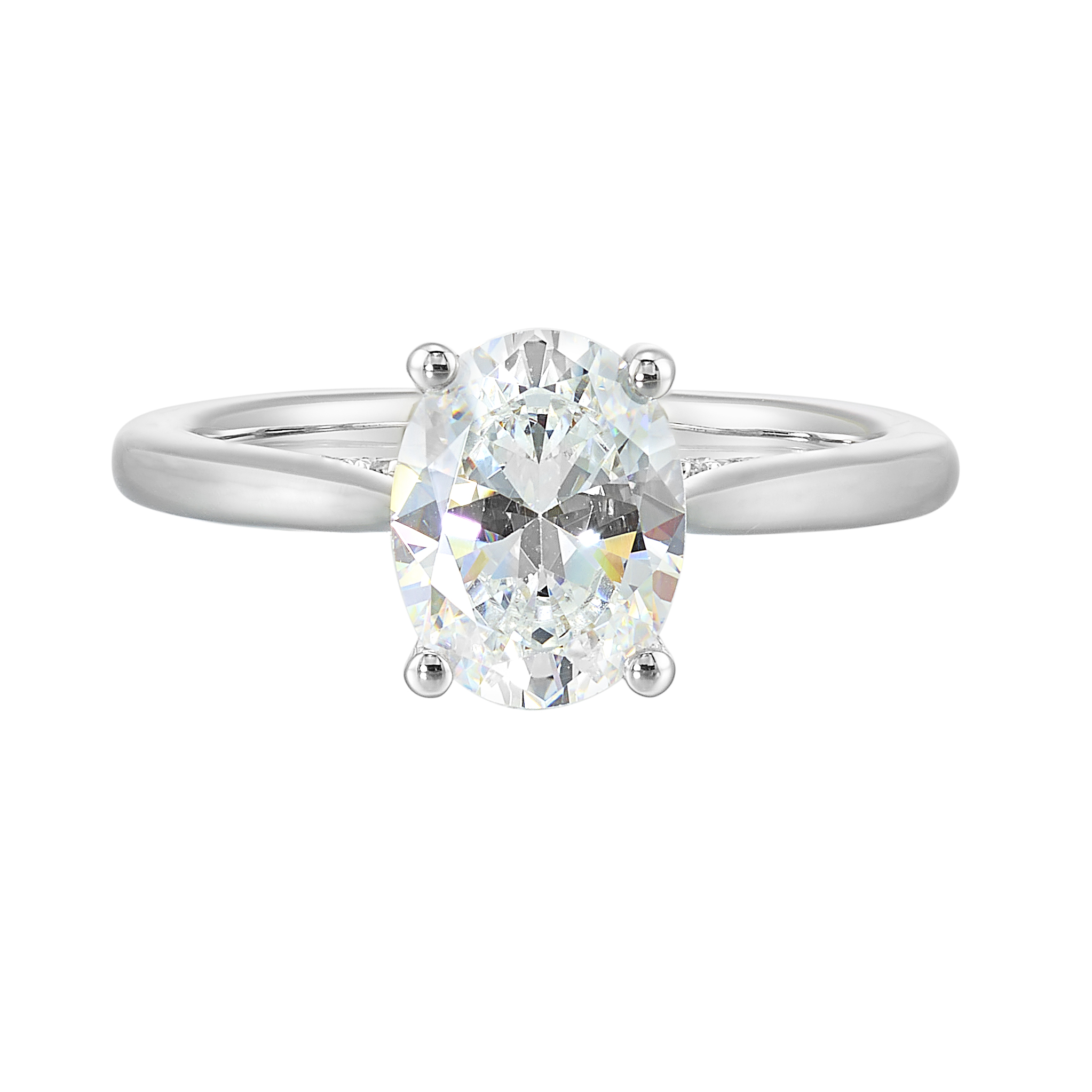 14K WG 1/5 ct. tw. Diamond Hidden Halo Solitaire Engagement Ring. Semi Mount for 2 ct. tw. Oval Center.