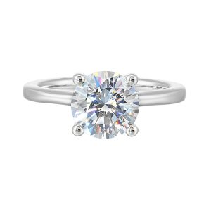 14K WG 1/20 ct. tw. Diamond Hidden Halo Solitaire Engagement Ring. Semi Mount for 2 ct. tw. Round Center.