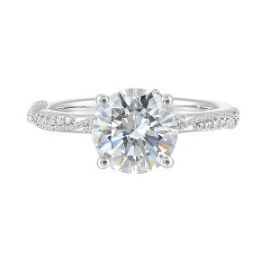 14K WG 1/5 ct. tw. Diamond Nature Inspired Engagement Ring. Semi Mount for 2 ct. tw. Round Center.
