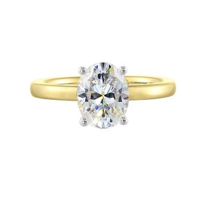 14K WYG 1/15 ct. tw. Diamond Hidden Halo Solitaire Engagement Ring. Semi Mount for 2 ct. tw. Oval Center.