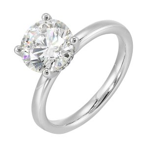 14K WG 1/20 ct. tw. Diamond Hidden Halo Solitaire Engagement Ring. Semi Mount for 2 ct. tw. Round Center.