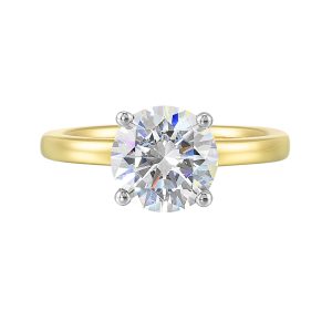 14K WYG 1/20 ct. tw. Diamond Hidden Halo Solitaire Engagement Ring. Semi Mount for 2 ct. tw. Round Center.