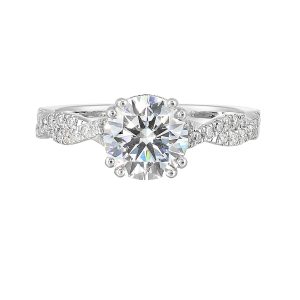 14K WG 1/3 ct. tw. Diamond Hidden Halo Engagement Ring. Semi Mount for 1 1/2 ct. tw. Round Center.