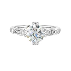 14K WG 1/4 ct. tw. Diamond Hidden Halo Engagement Ring. Semi Mount for 1 1/2 ct. tw. Round Center.
