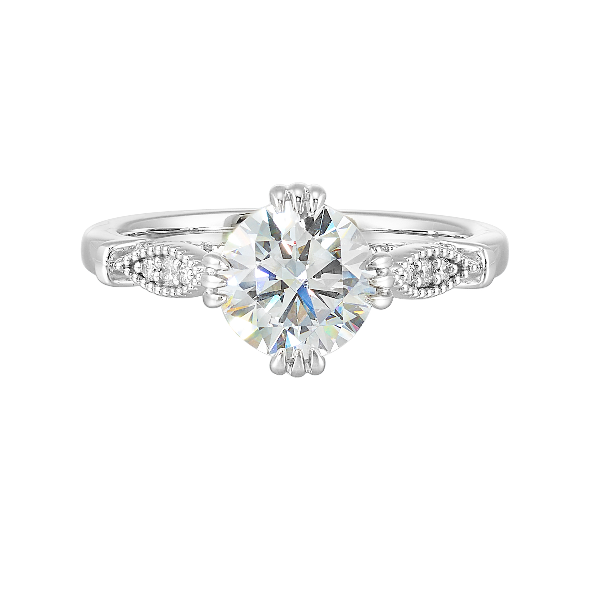 14K WG 1/4 ct. tw. Diamond Hidden Halo Engagement Ring. Semi Mount for 1 1/2 ct. tw. Round Center.