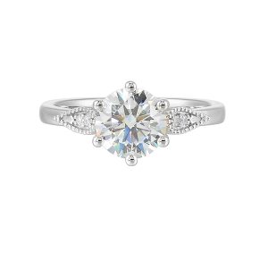 14K WG 1/25 ct. tw. Diamond Engagement Ring. Semi Mount for 1 1/2 ct. tw. Round Center.