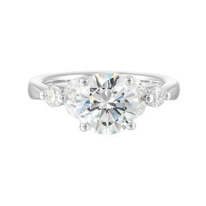 14K WG 1/2 ct. tw. Diamond Nature Inspired Engagement Ring. Semi Mount for 2 ct. tw. Round Center.