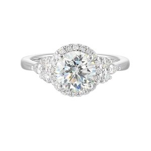 14K WG 3/8 ct. tw. Diamond Halo Engagement Ring. Semi Mount for 1 1/2 ct. tw. Round Center.