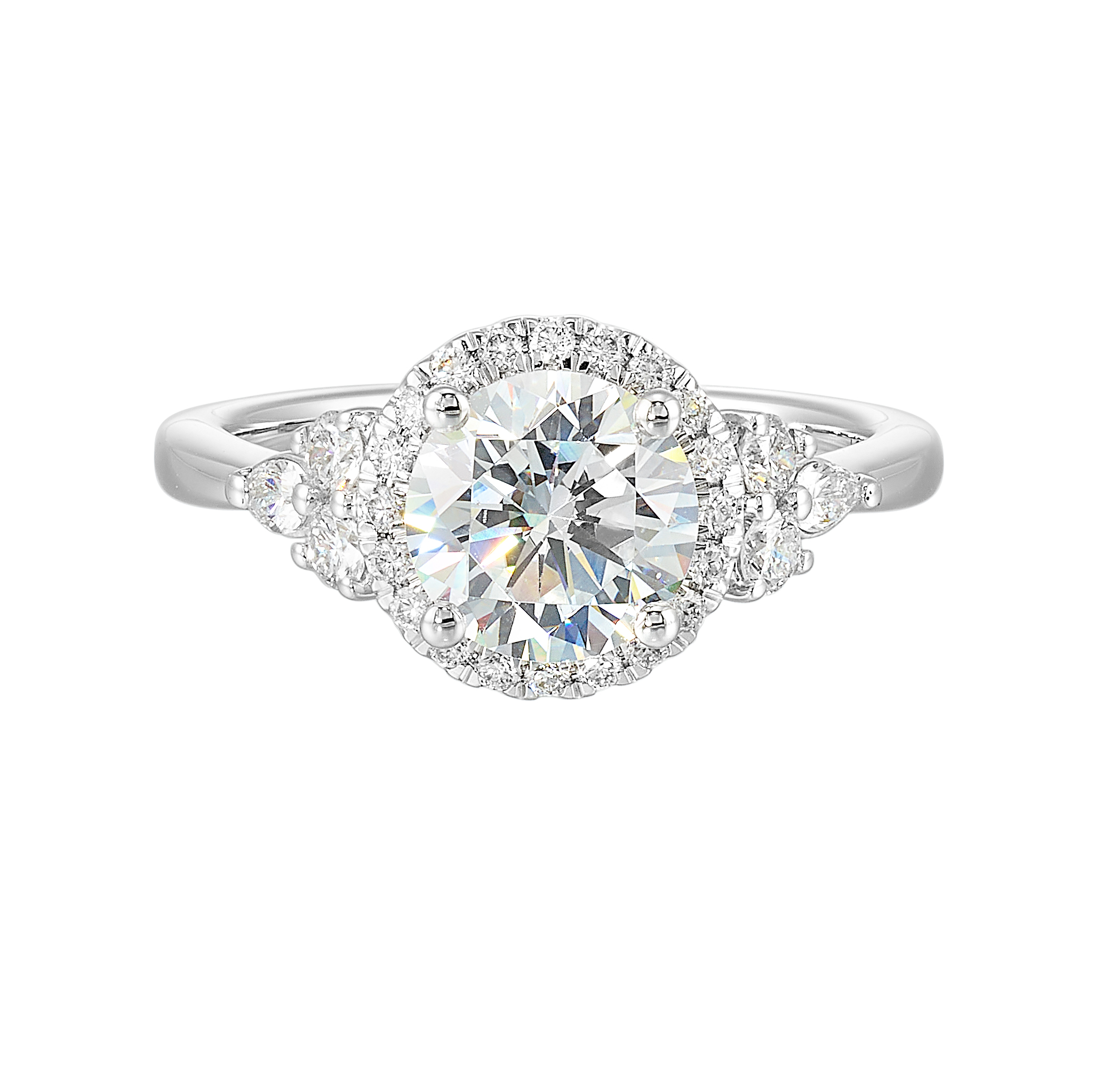 14K WG 3/8 ct. tw. Diamond Halo Engagement Ring. Semi Mount for 1 1/2 ct. tw. Round Center.