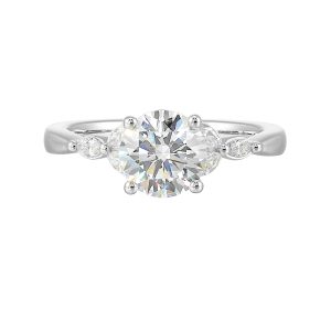 14K WG 1/5 ct. tw. Diamond Nature Inspired Engagement Ring. Semi Mount for 1 1/2 ct. tw. Round Center.
