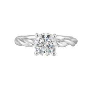 14K WG 1/20 ct. tw. Diamond Hidden Halo Solitaire Engagement Ring. Semi Mount for 1 1/2 ct. tw. Round Center.