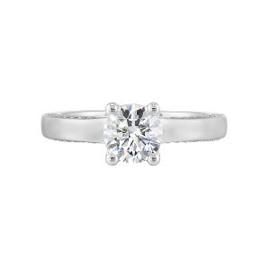 14K WG 1/4 ct. tw. Diamond Engagement Ring. Semi Mount for 1 ct. tw. Round Center.