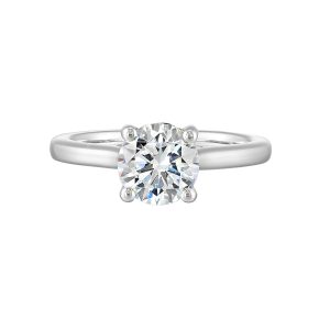 14K WG 1/20 ct. tw. Diamond Hidden Halo Solitaire Engagement Ring. Semi Mount for 1 1/2 ct. tw. Round Center.