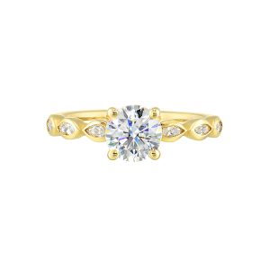 14K YG 1/4 ct. tw. Diamond Engagement Ring. Semi Mount for 1 ct. tw. Round Center.
