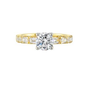 14K YG 5/6 ct. tw. Diamond Engagement Ring. Semi Mount for 1 ct. tw. Round Center.