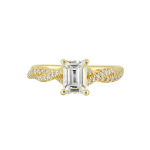14K YG 1/3 ct. tw. Diamond Engagement Ring. Semi Mount for 1 1/2 ct. tw. Emerald Cut Center.