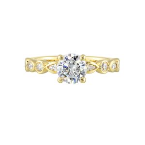 14K YG 1/3 ct. tw. Diamond Engagement Ring. Semi Mount for 1 ct. tw. Round Center.