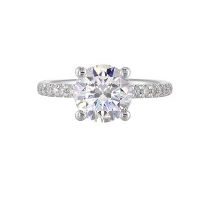 14K WG 1/5 ct. tw. Diamond Engagement Ring. Semi Mount for 2 ct. tw. Round Center.