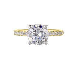 14K WYG 1/5 ct. tw. Diamond Engagement Ring. Semi Mount for 2 ct. tw. Round Center.