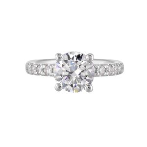 14K WG 3/8 ct. tw. Diamond Engagement Ring. Semi Mount for 2 ct. tw. Round Center.