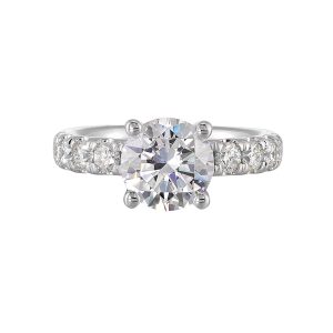 14K WG 7/8 ct. tw. Diamond Engagement Ring. Semi Mount for 2 ct. tw. Round Center.