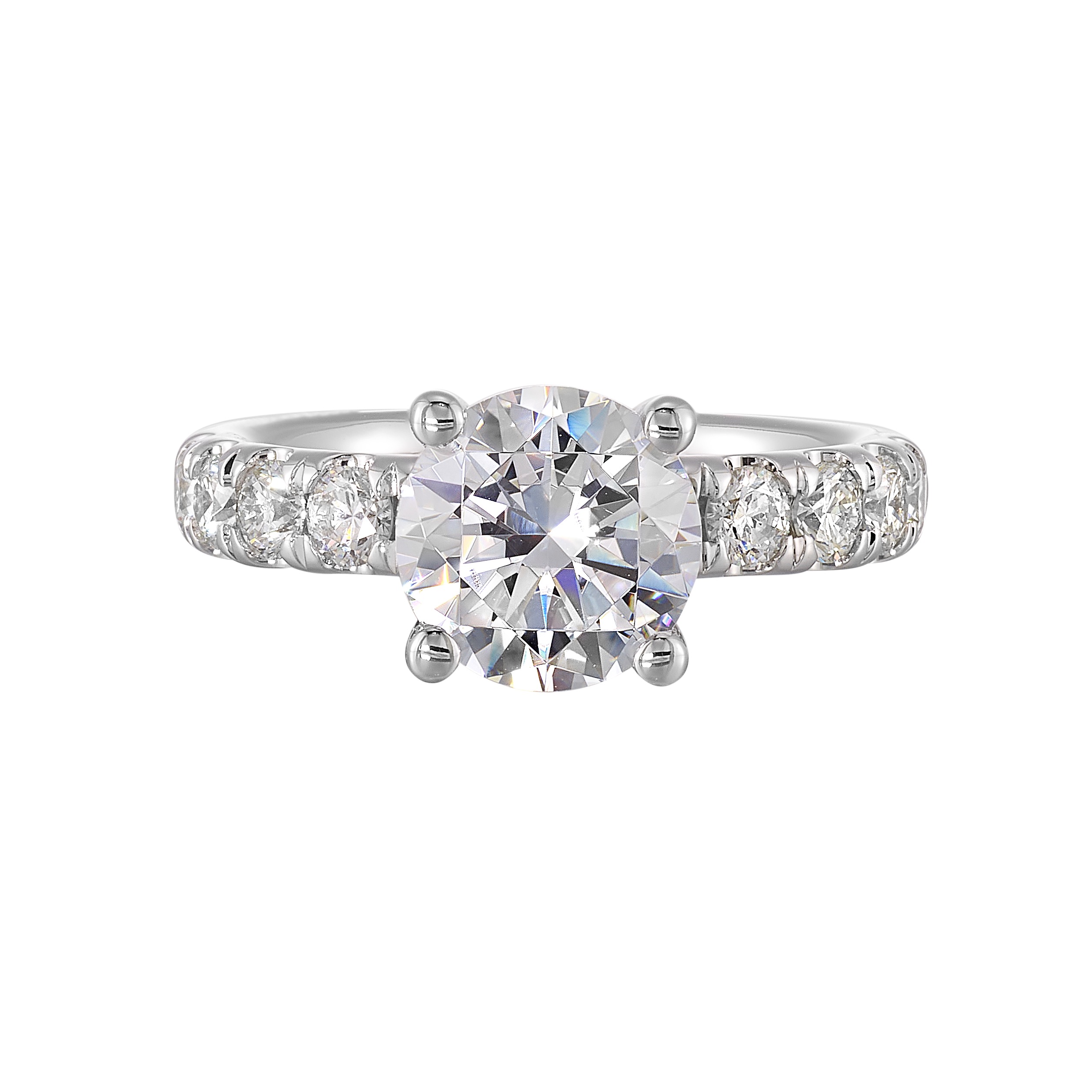 14K WG 7/8 ct. tw. Diamond Engagement Ring. Semi Mount for 2 ct. tw. Round Center.