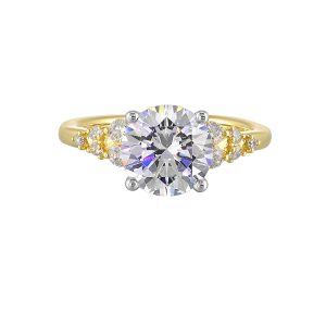 14K WYG 1/3 ct. tw. Diamond Nature Inspired Engagement Ring. Semi Mount for 2 ct. tw. Round Center.