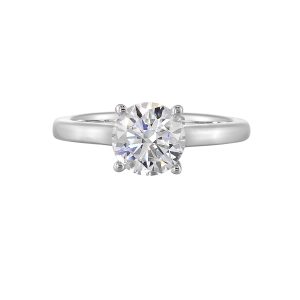 14K WG 1/20 ct. tw. Diamond Hidden Halo Solitaire Engagement Ring. Semi Mount for 1 1/2 ct. tw. Round Center.