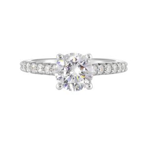 14K WG 1/2 ct. tw. Diamond Hidden Halo Engagement Ring. Semi Mount for 1 1/2 ct. tw. Round Center.