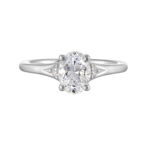 14K WG 1/10 ct. tw. Diamond Engagement Ring. Semi Mount for 1 ct. tw. Oval Center.
