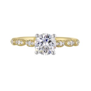 14K WYG 1/6 ct. tw. Diamond Engagement Ring. Semi Mount for 1 ct. tw. Round Center.
