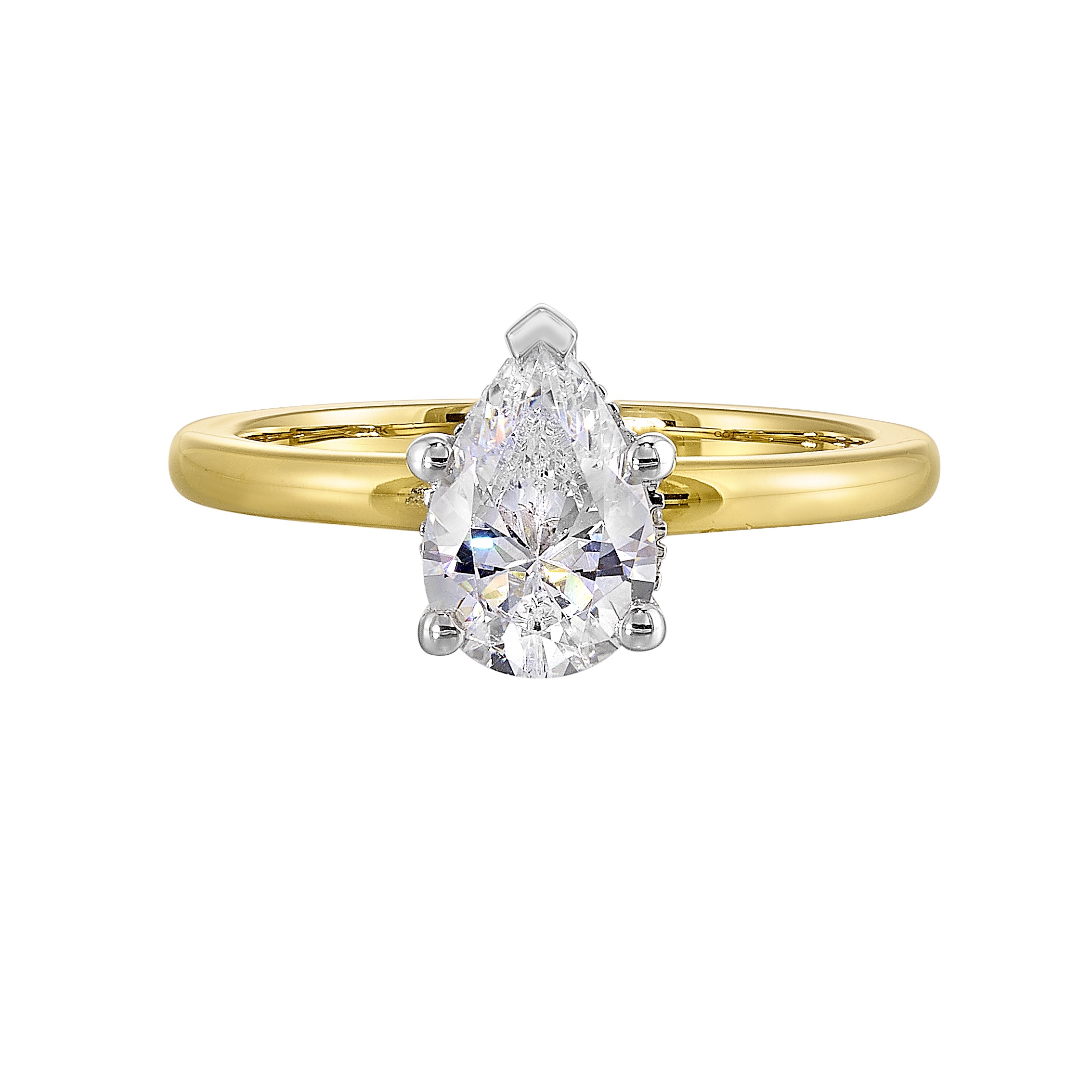14K WYG 1/20 ct. tw. Diamond Hidden Halo Solitaire Engagement Ring. Semi Mount for 1 1/2 ct. tw. Pear Center.
