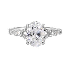 14K WG 1/3 ct. tw. Diamond Engagement Ring. Semi Mount for 2 ct. tw. Oval Center.