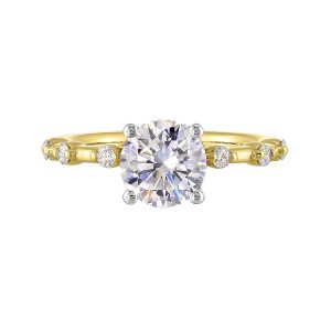 14K WYG 1/4 ct. tw. Diamond Engagement Ring. Semi Mount for 1 1/2 ct. tw. Round Center.
