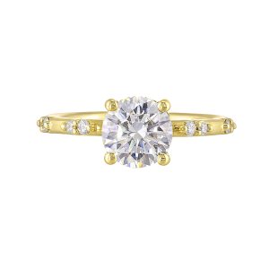 14K YG 1/6 ct. tw. Diamond Engagement Ring. Semi Mount for 1 1/2 ct. tw. Round Center.