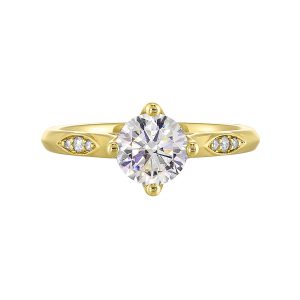 14K YG 1/20 ct. tw. Diamond Engagement Ring. Semi Mount for 1 ct. tw. Round Center.