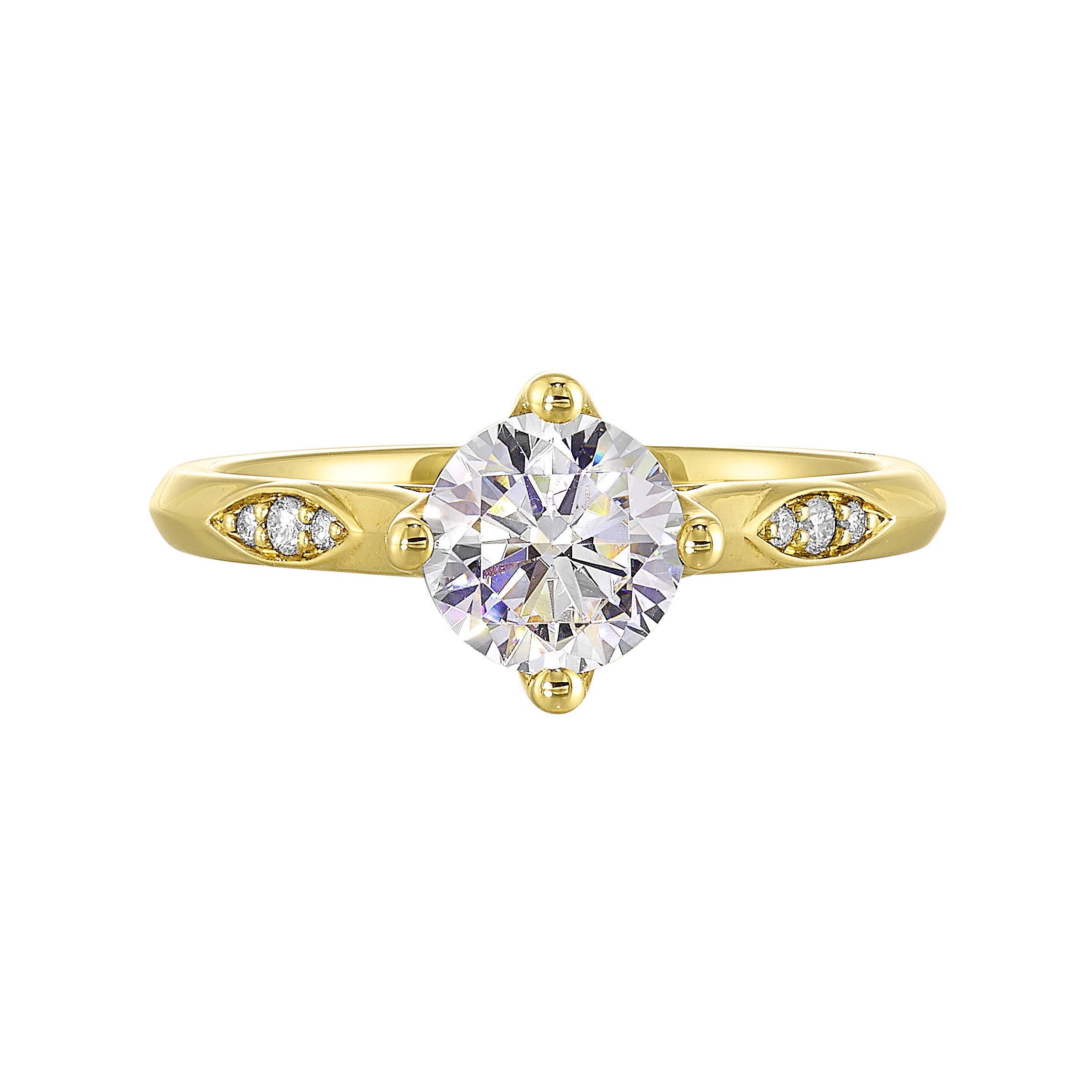 14K YG 1/20 ct. tw. Diamond Engagement Ring. Semi Mount for 1 ct. tw. Round Center.