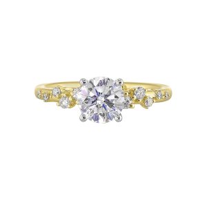 14K WYG 1/5 ct. tw. Diamond Nature Inspired Engagement Ring. Semi Mount for 1 ct. tw. Round Center.