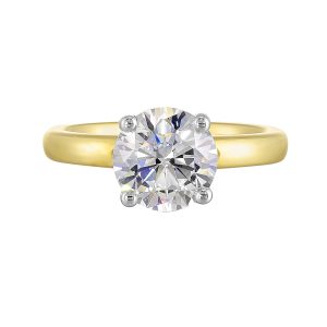 14K WYG Diamond Engagement Ring. Semi Mount for 2 ct. tw. Round Center.