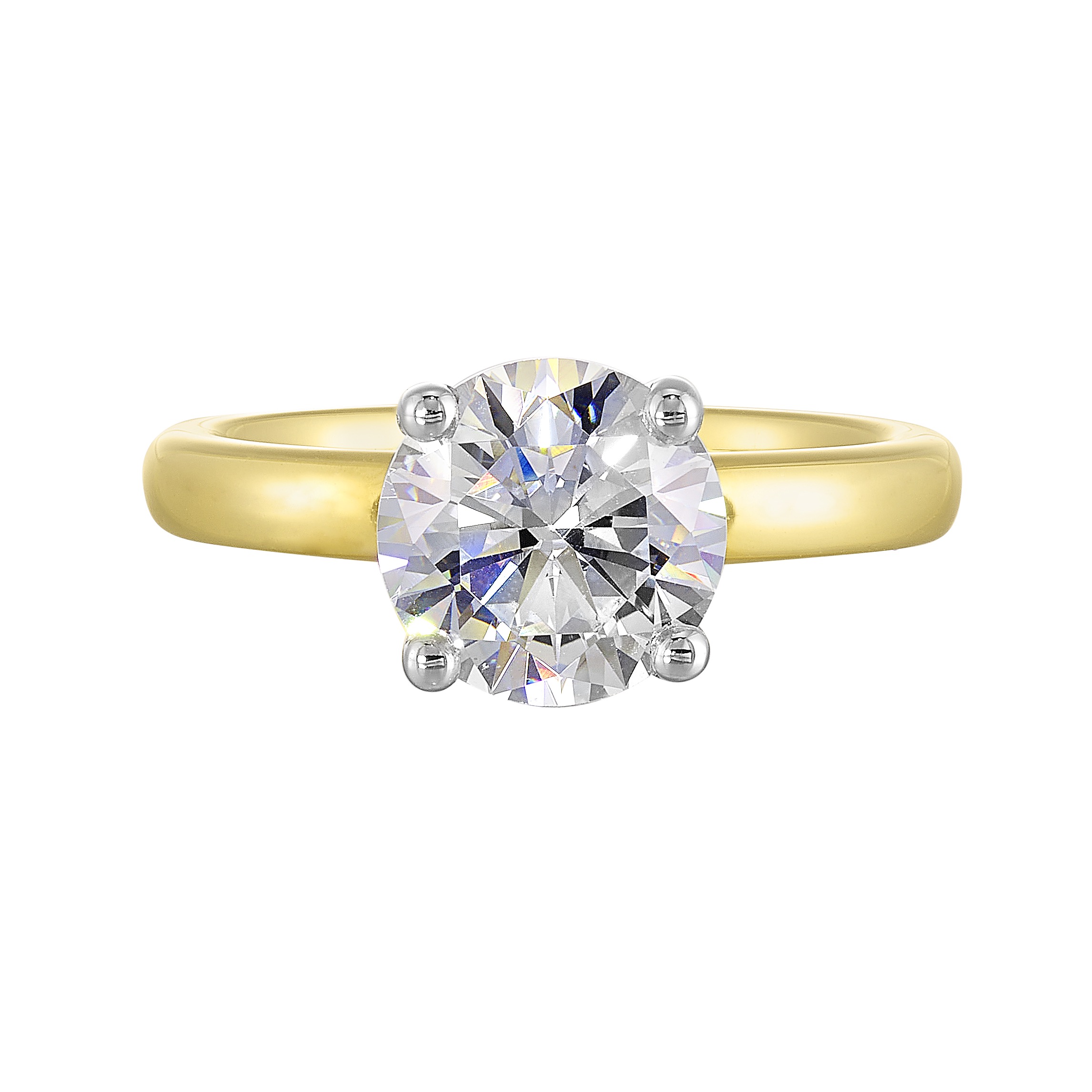 14K WYG Diamond Engagement Ring. Semi Mount for 2 ct. tw. Round Center.