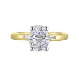 14K WYG 1/20 ct. tw. Diamond Engagement Ring. Semi Mount for 2 ct. tw. Oval Center.